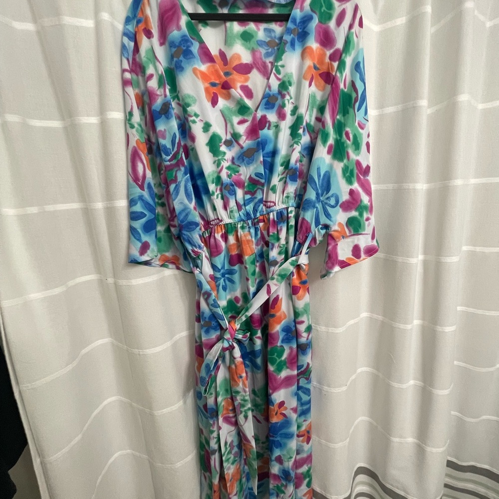 Chic Soul Floral Wrap Dress with Vibrant Colors